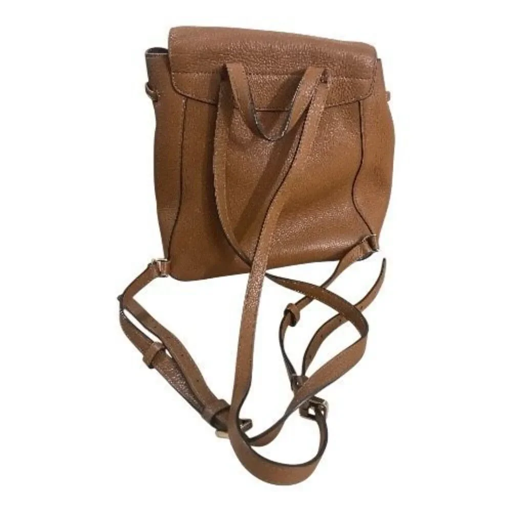Kate Spade New York Leila Medium Flap Backpack Brown Pebbled Leather